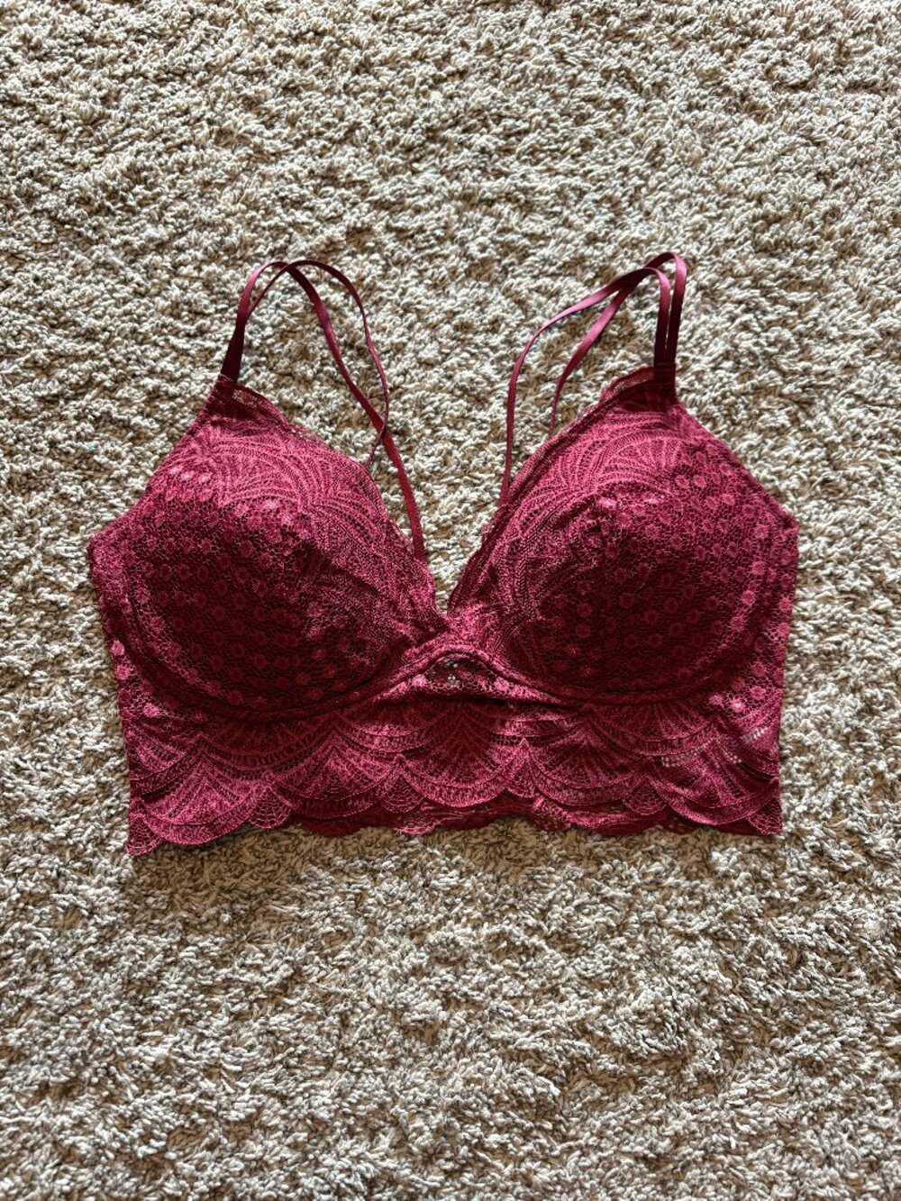 Auden burgundy lacy longline bralette